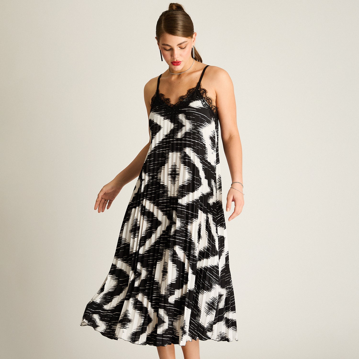 Vestido Midi Plisado Zebra
